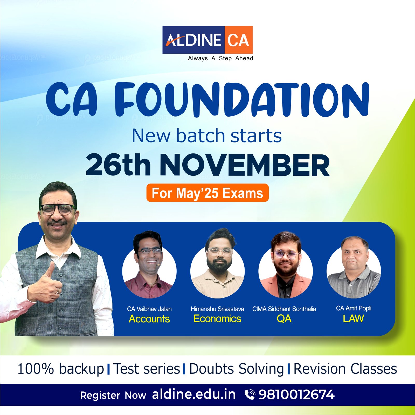 CA Foundation – Dec 24 New LIVE Batch (For May 25 Exams) By- Expert Faculties